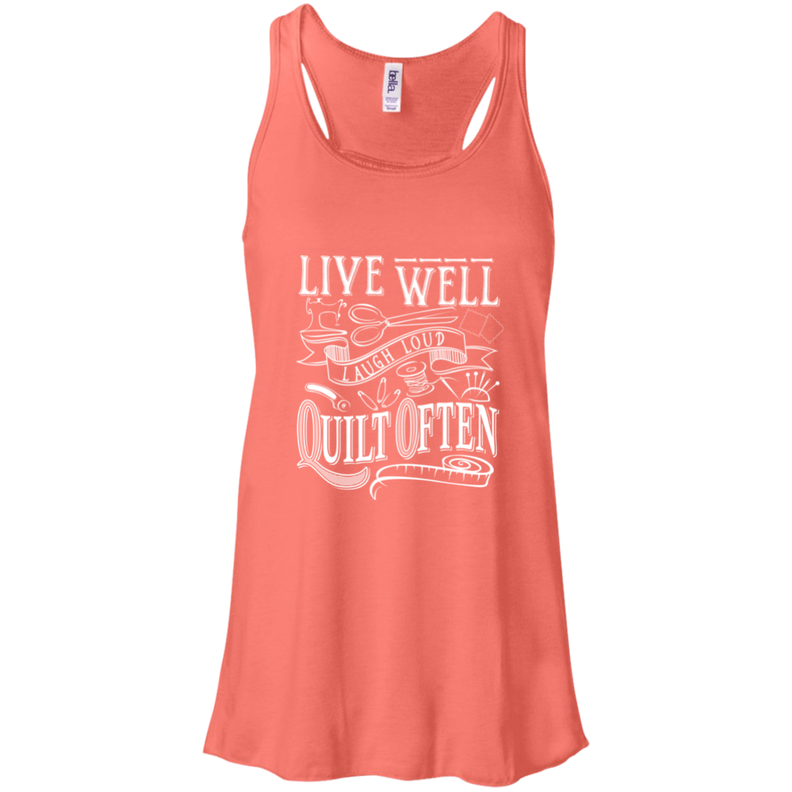 Live Well, Quilt Often Flowy Racerback Tank