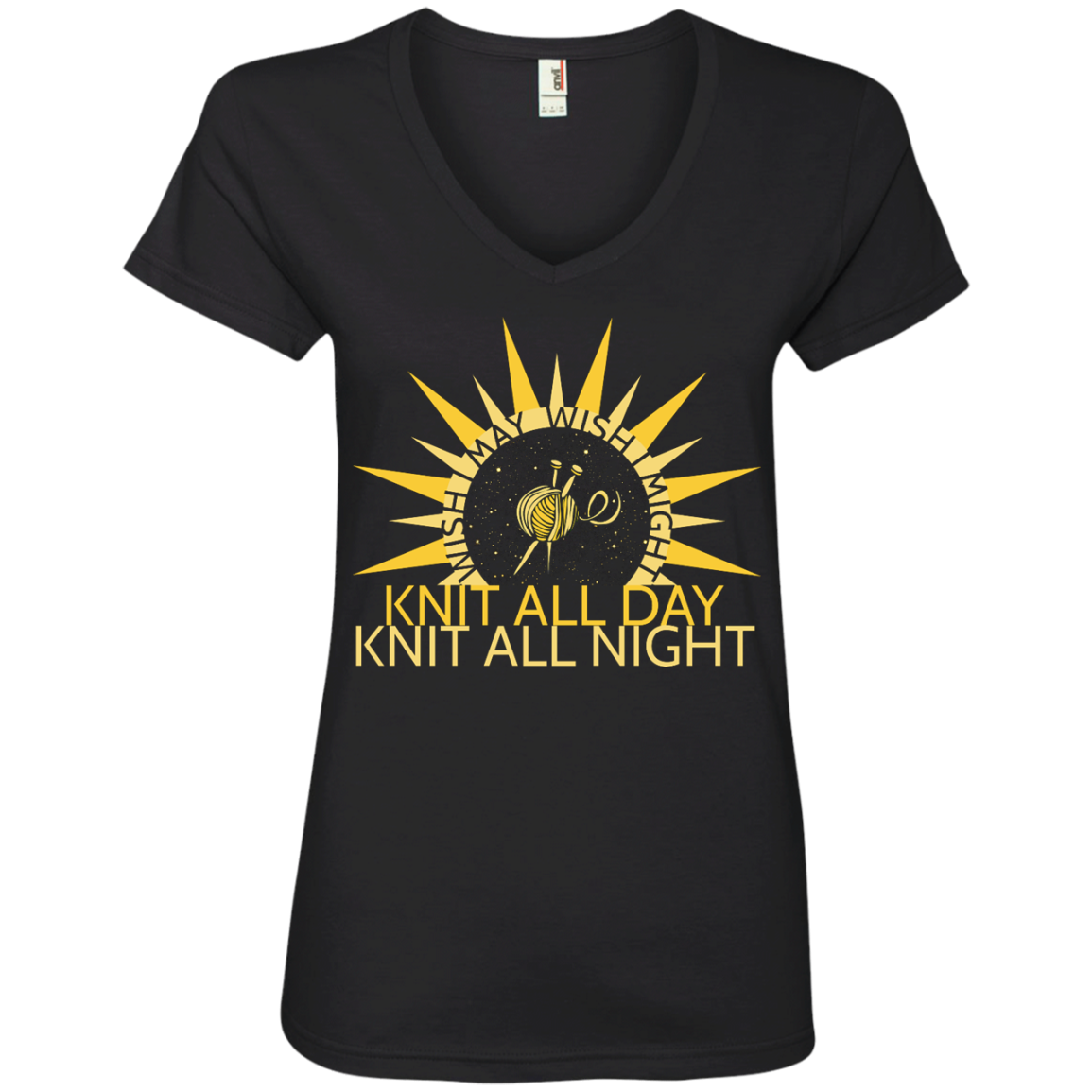 Wish I May Knit Ladies V-Neck Tee