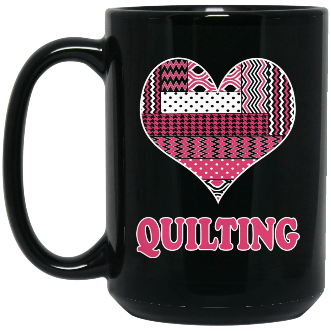 Heart Quilting Black Mugs