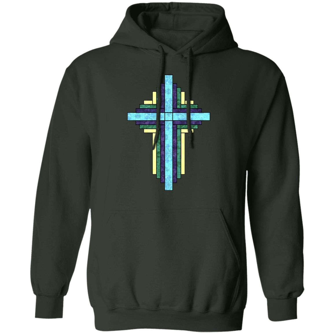 Batik Stained Glass Quilt Cross Pullover Hoodie