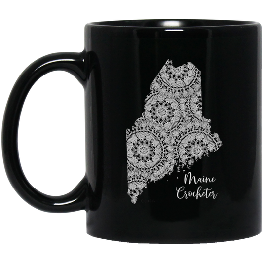 Maine Crocheter Black Mugs