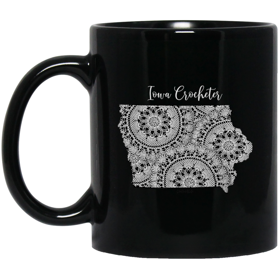 Iowa Crocheter Black Mugs