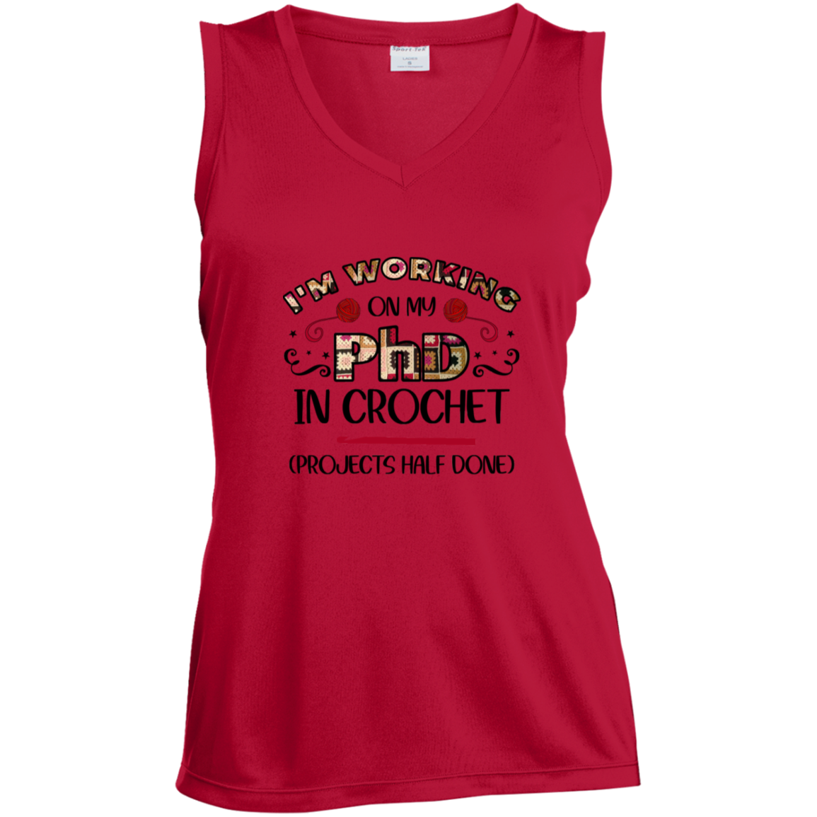 PhD in Crochet Ladies' Sleeveless Moisture Absorbing V-Neck