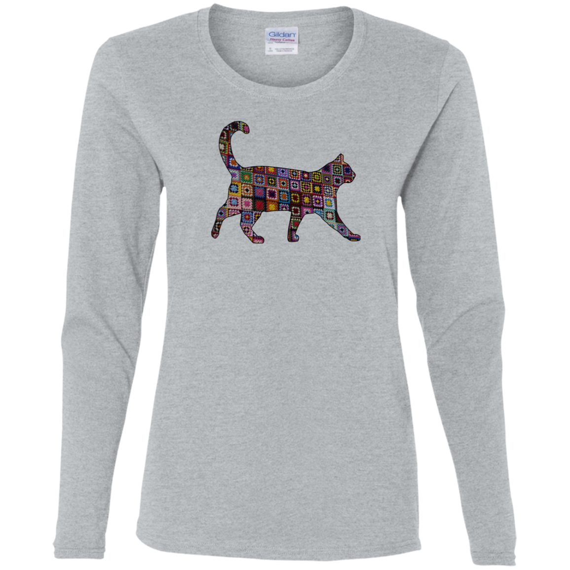 Granny Square Cat Ladies Long Sleeve Shirts