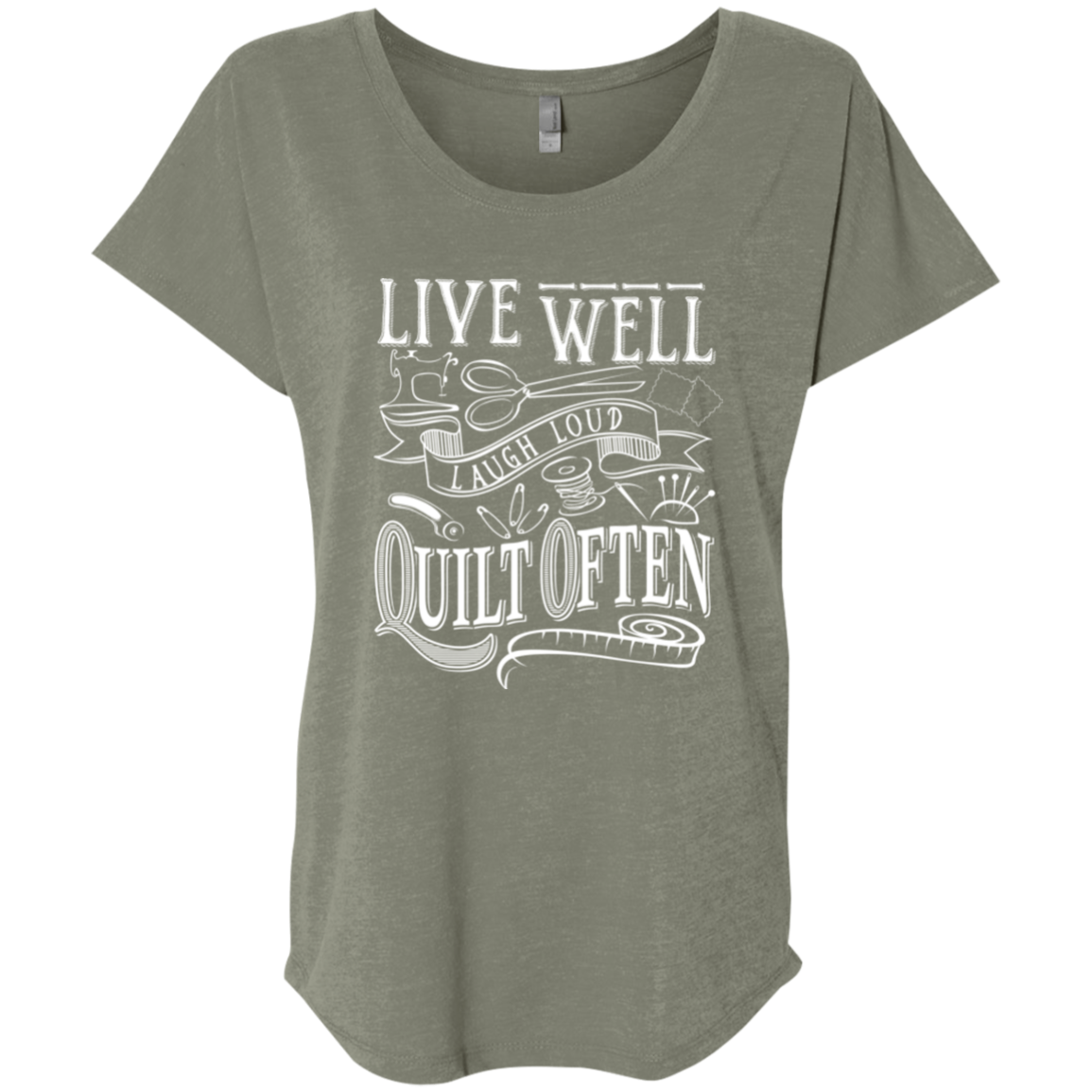 Live Well, Quilt Often Ladies Triblend Dolman Sleeve