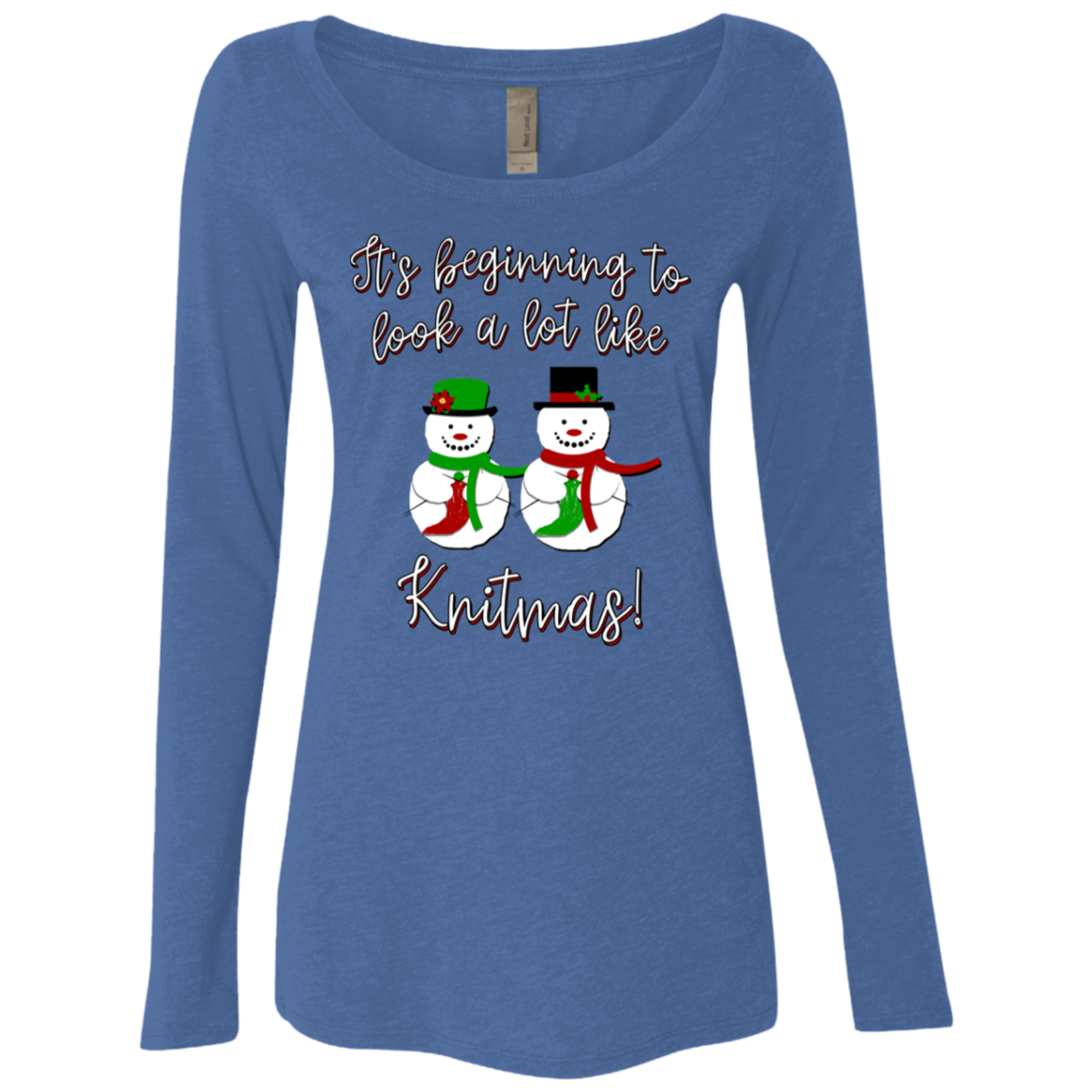 Knitmas Snow Couple - Ladies Long Sleeve Shirts