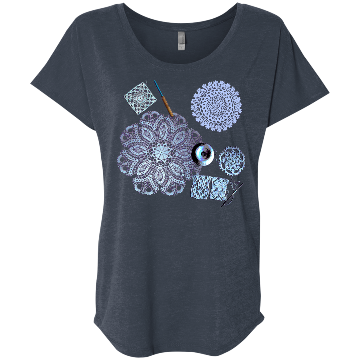 Crochet Collage Ladies Triblend Dolman Sleeve