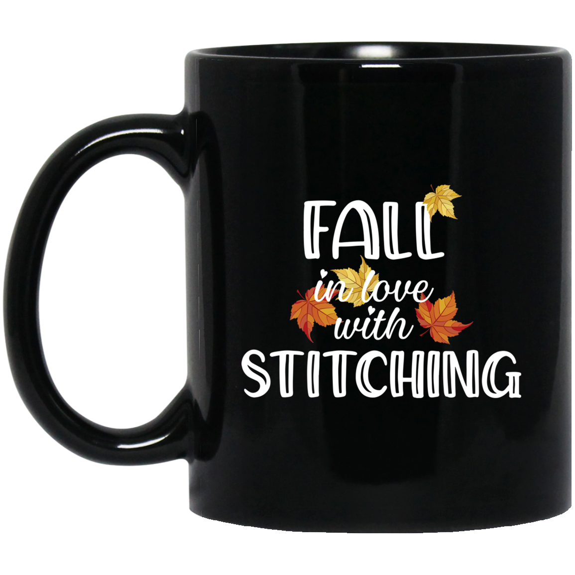 Fall in Love with Stitching Black Mugs