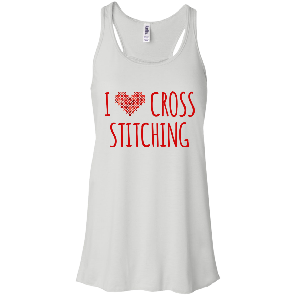 I Heart Cross Stitching Flowy Racerback Tank