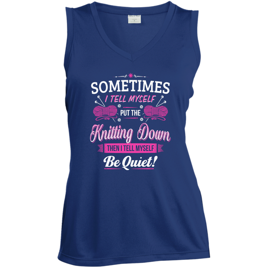 Put the Knitting Down Ladies Sleeveless V-Neck - Crafter4Life - 1