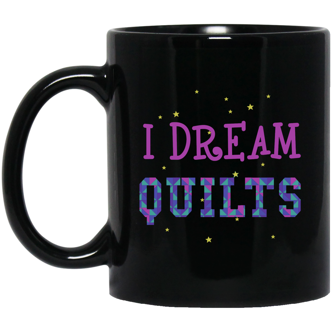 I Dream Quilts Black Mugs