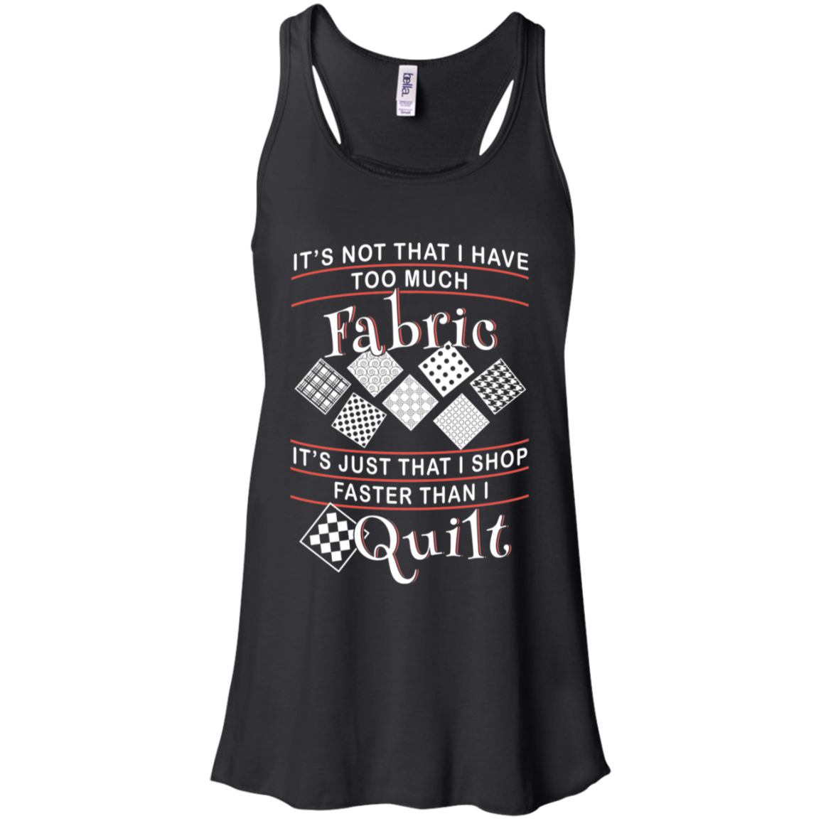 I Shop Faster Than I Quilt - Flowy Racerback Tank