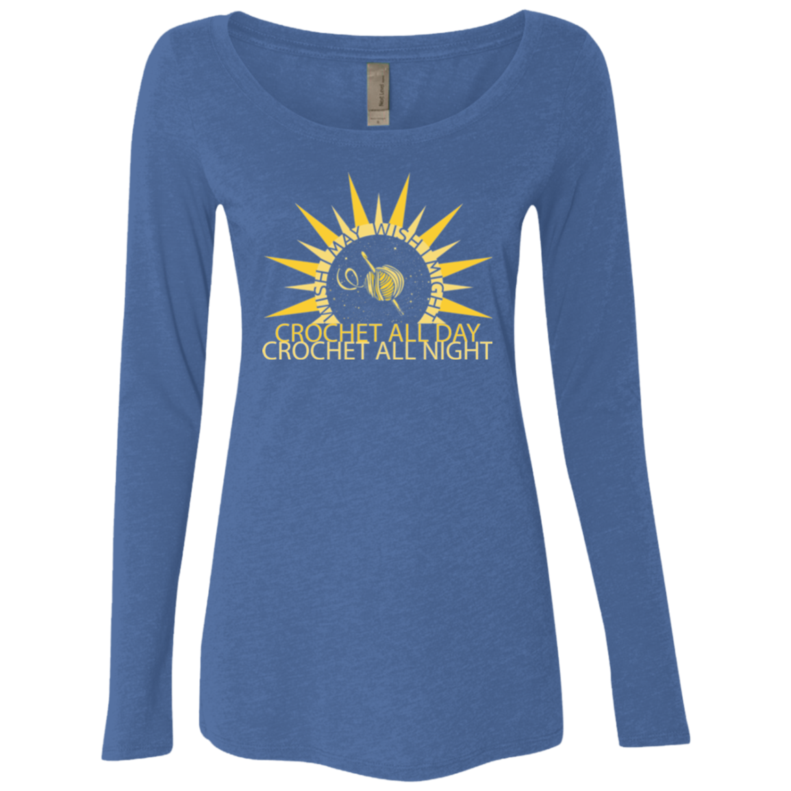 Wish I May Crochet Ladies Triblend LS Scoop