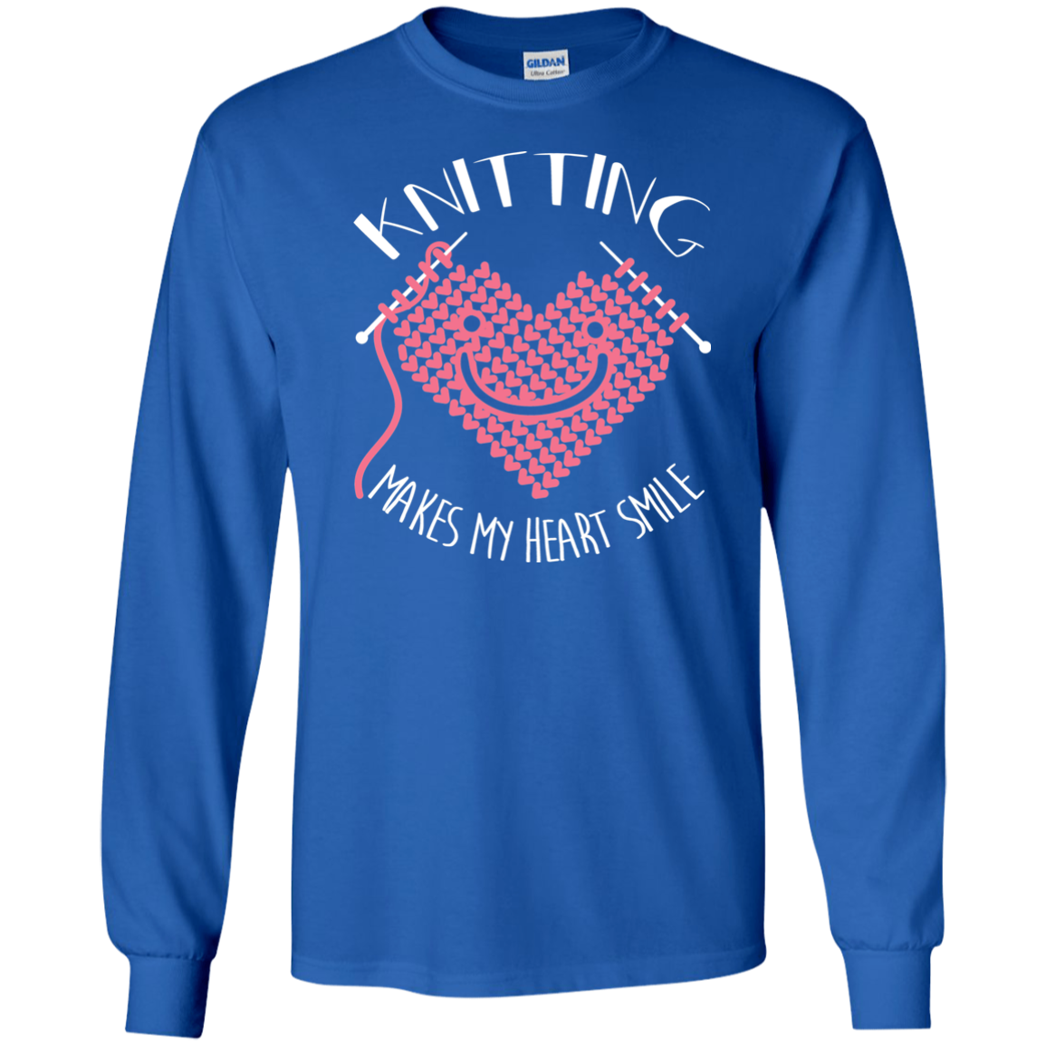 Knitting Makes My Heart Smile LS Ultra Cotton T-Shirt