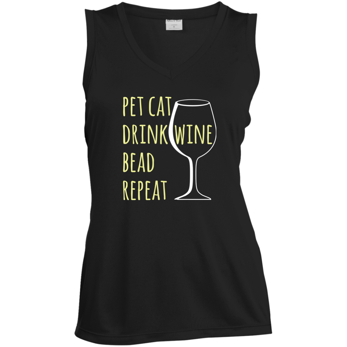 Pet Cat-Drink Wine-Bead Ladies Sleeveless Moisture Absorbing V-Neck