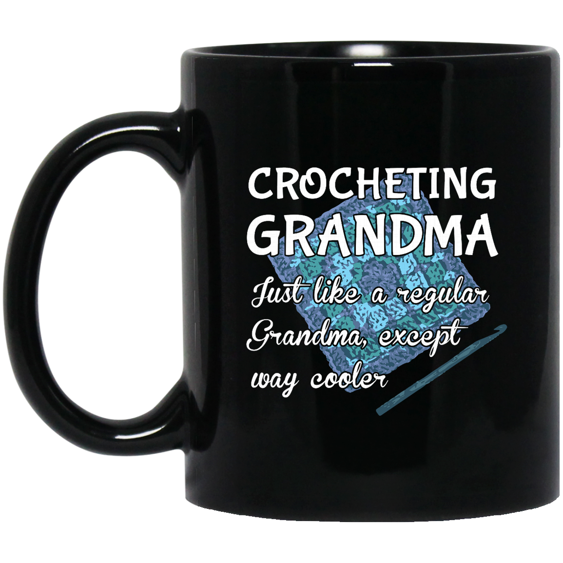 Crocheting Grandma Black Mugs