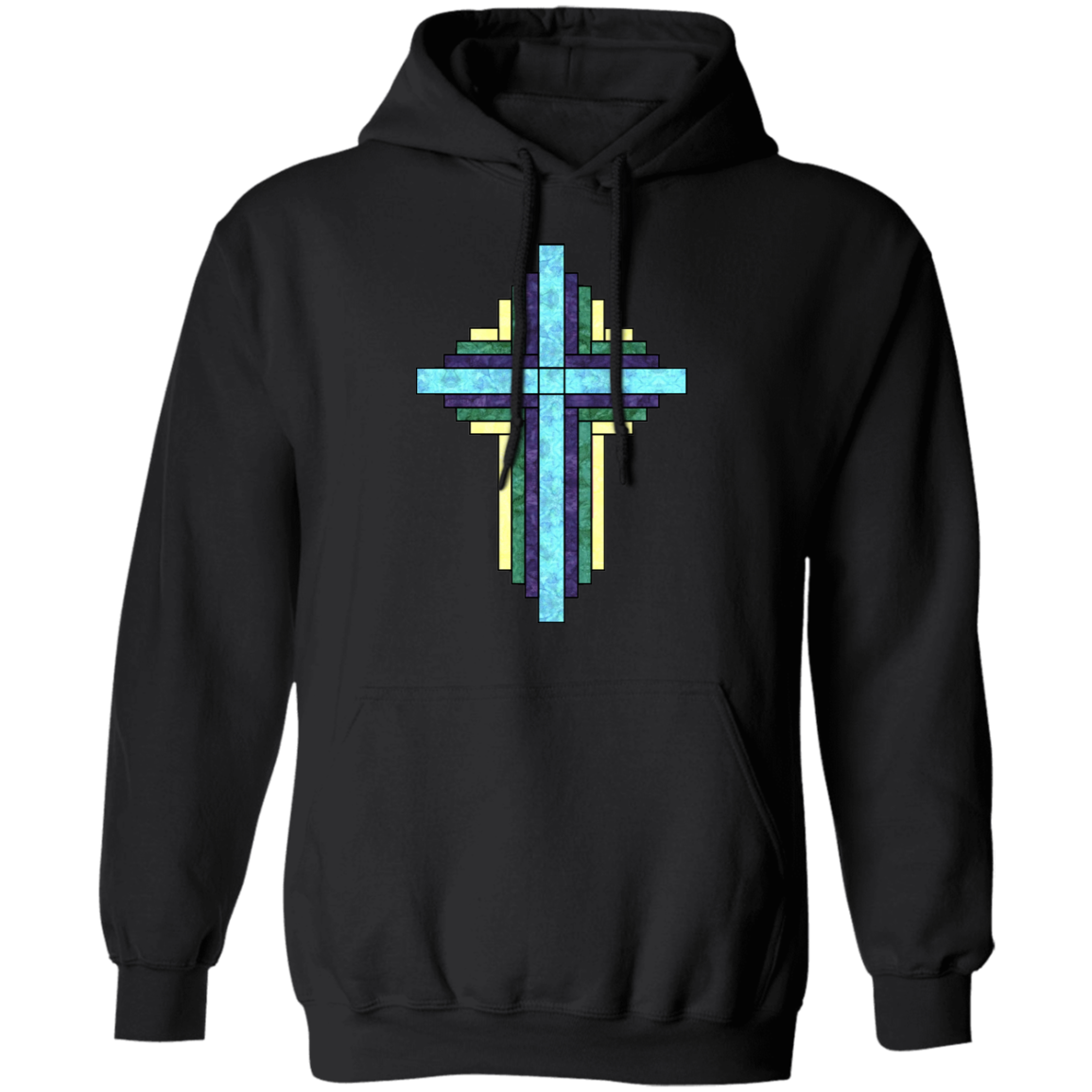 Batik Stained Glass Quilt Cross Pullover Hoodie