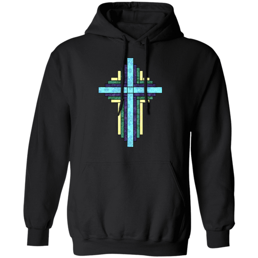 Batik Stained Glass Quilt Cross Pullover Hoodie