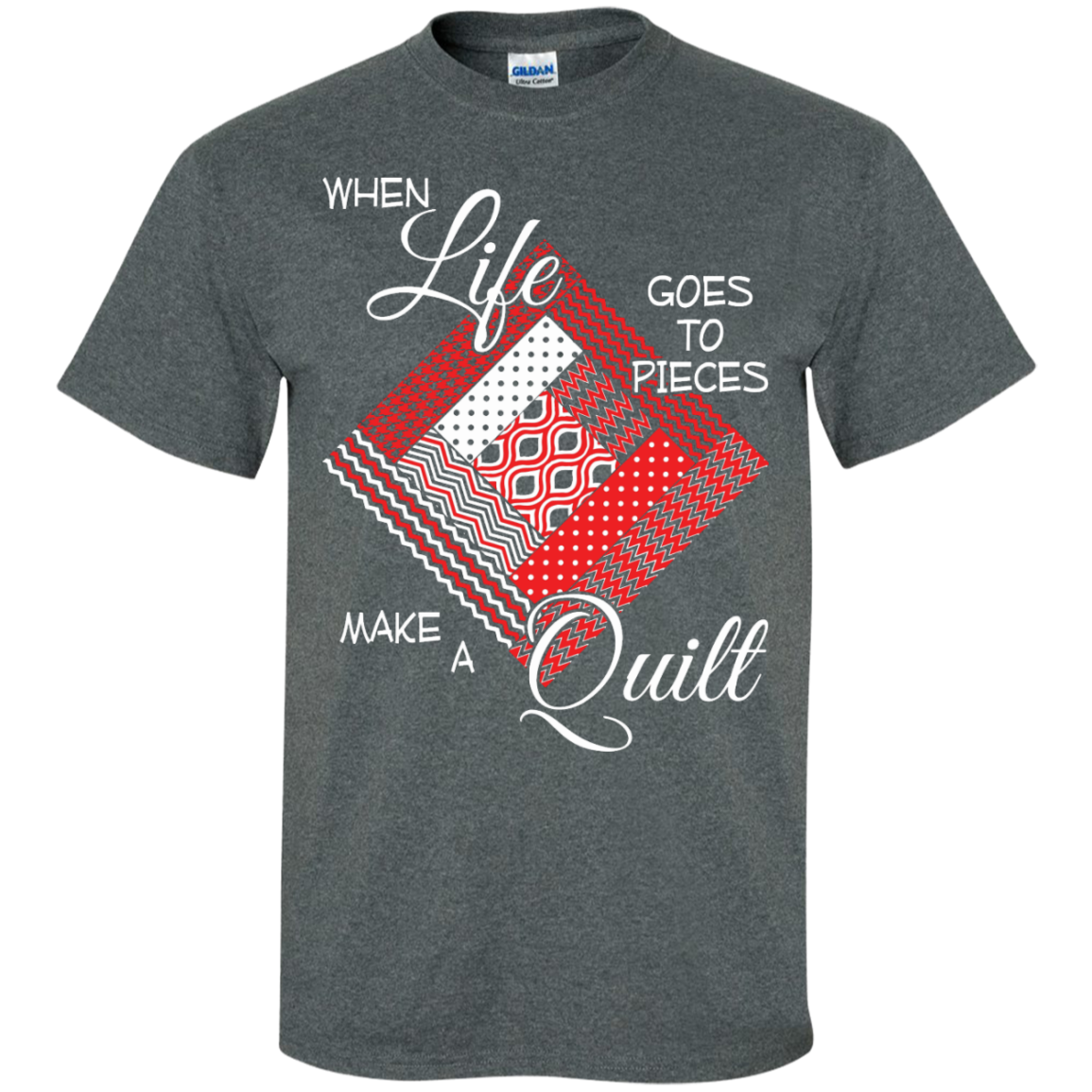 Make a Quilt (red) Custom Ultra Cotton T-Shirt - Crafter4Life - 4