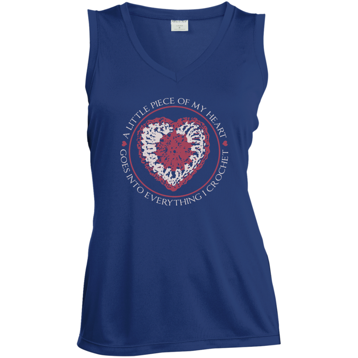 Piece of My Heart (Crochet) Ladies Sleeveless Moisture Absorbing V-Neck