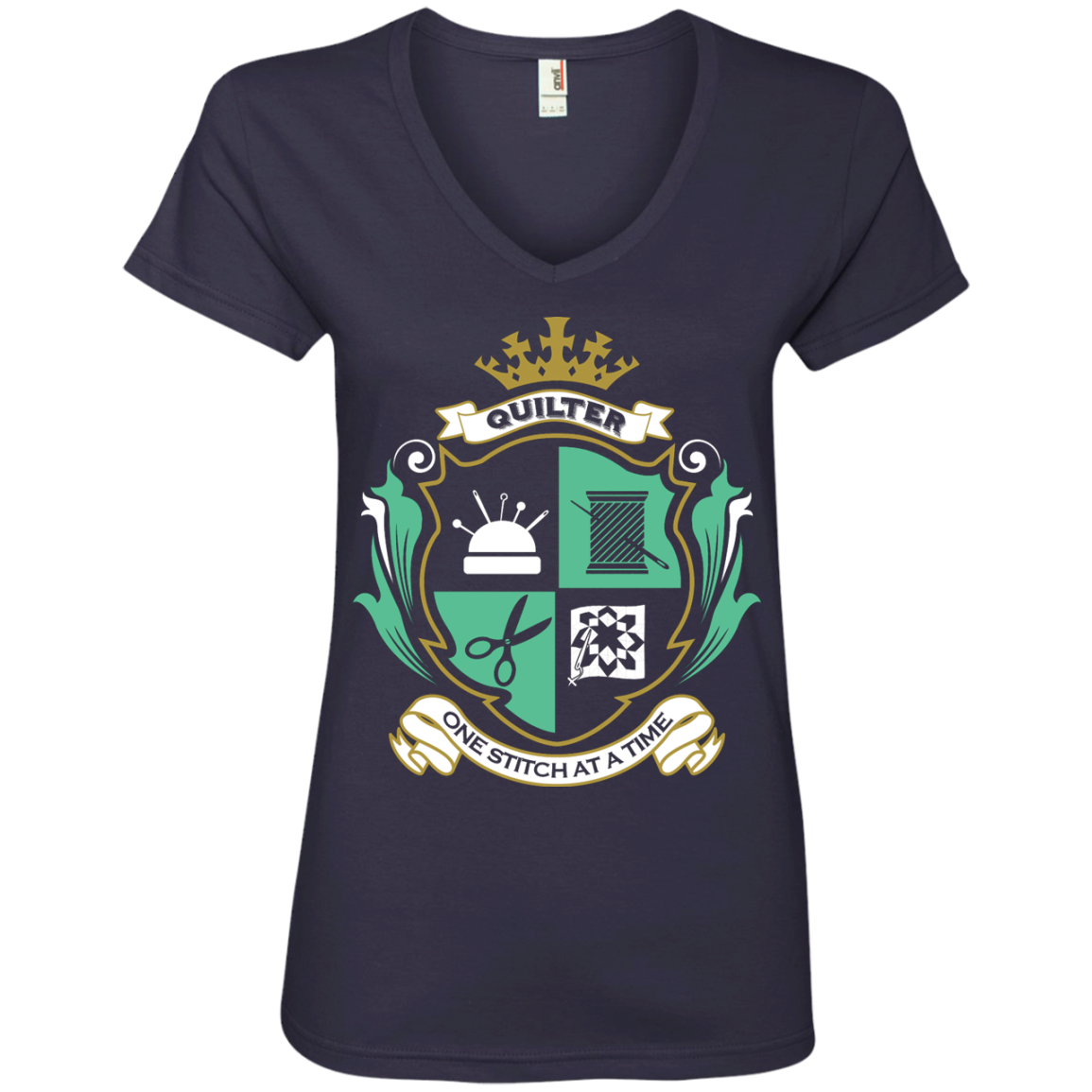 Quilters Motto Ladies V-Neck Tee
