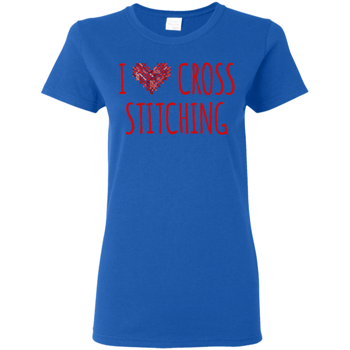I Heart Cross Stitching Ladies Cotton T-Shirt