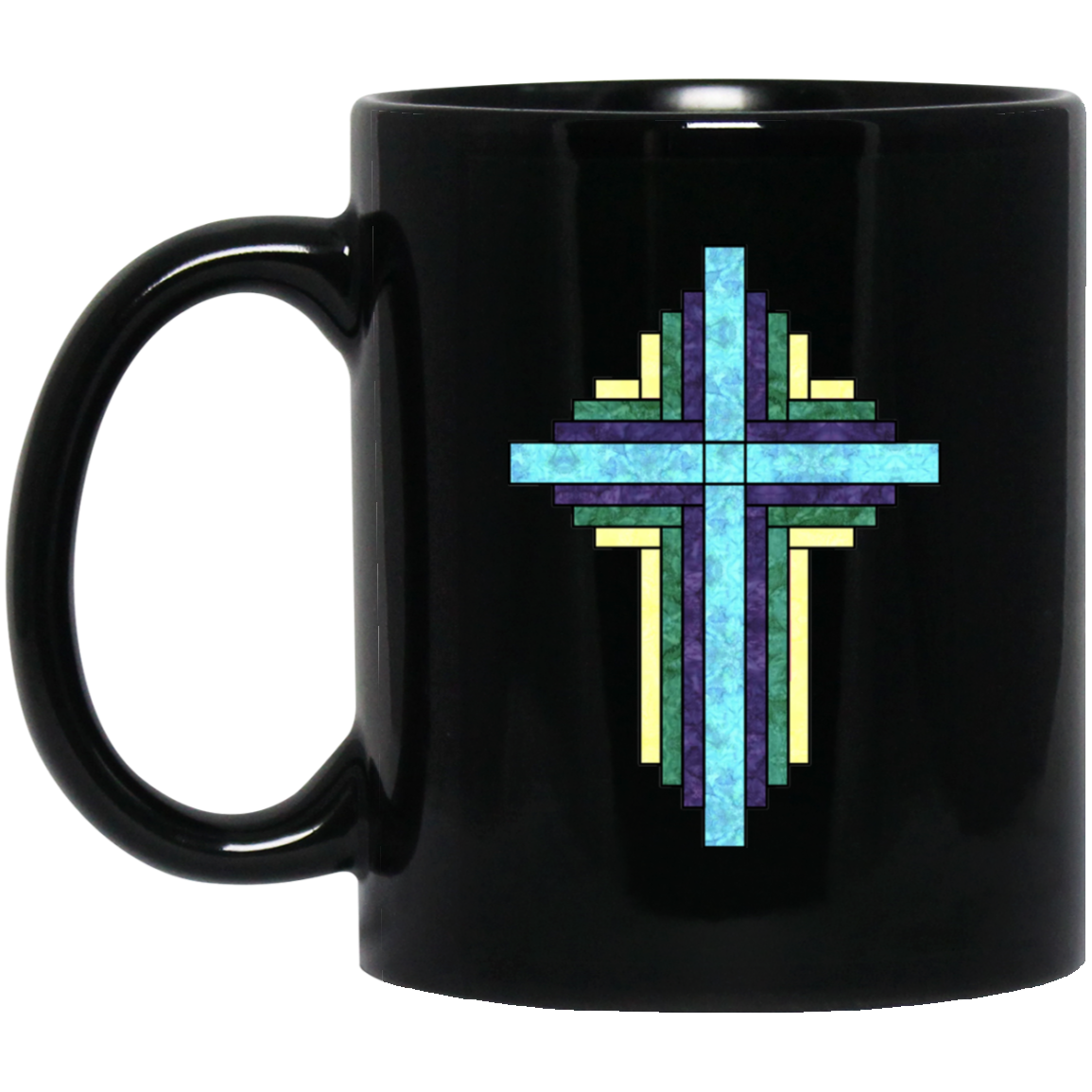 Batik Stained Glass Quilt Cross Mugs