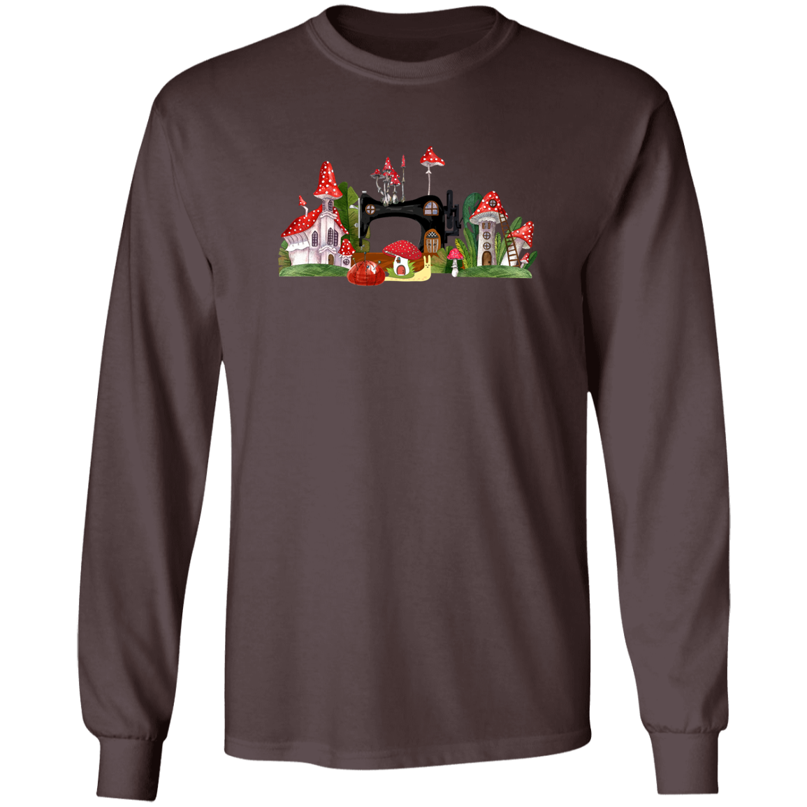 Sewing Machine Mushroom Village Long Sleeve T-Shirt