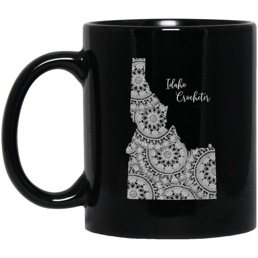 Idaho Crocheter Black Mugs