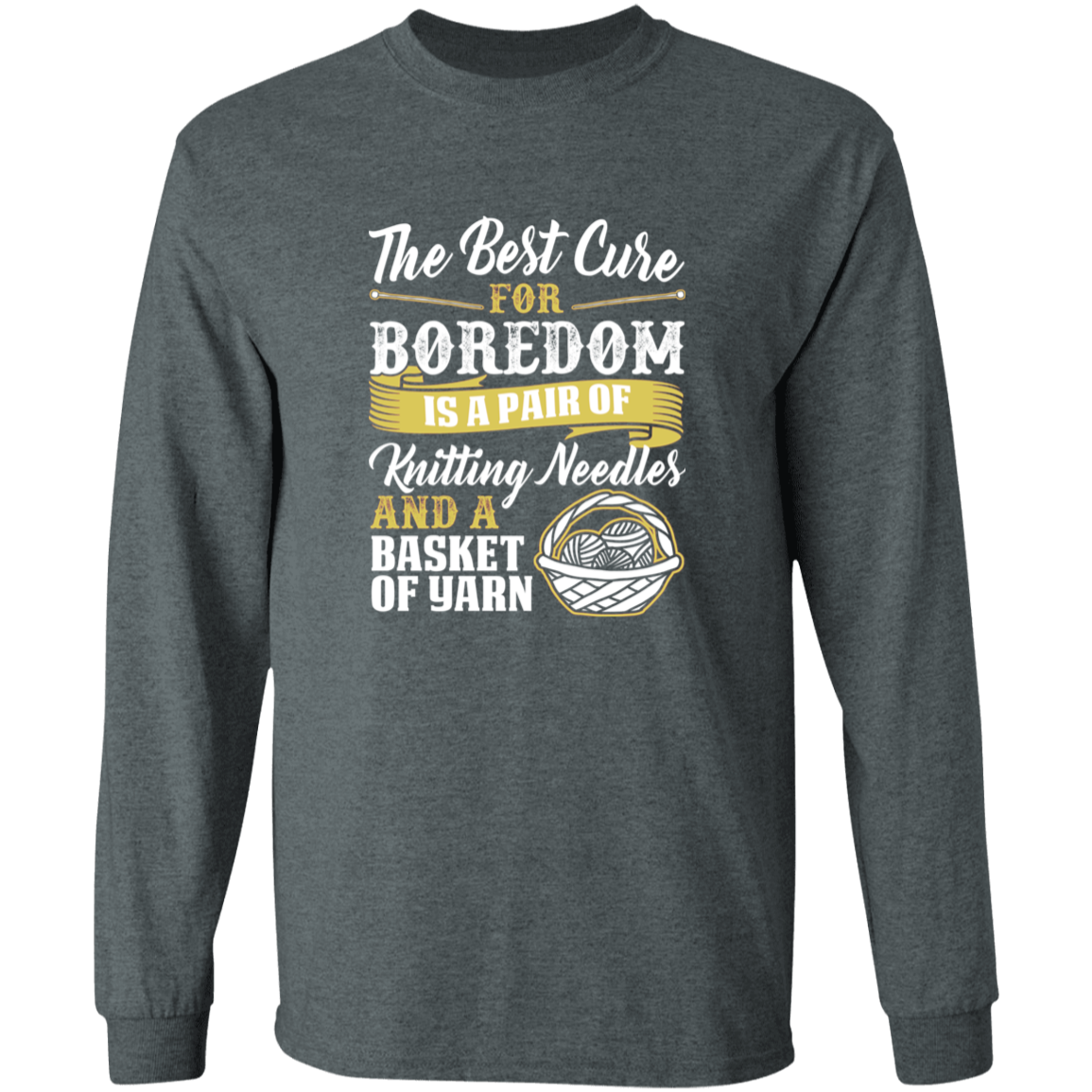 Cure For Boredom - Knitting - gold Long Sleeve T-Shirt