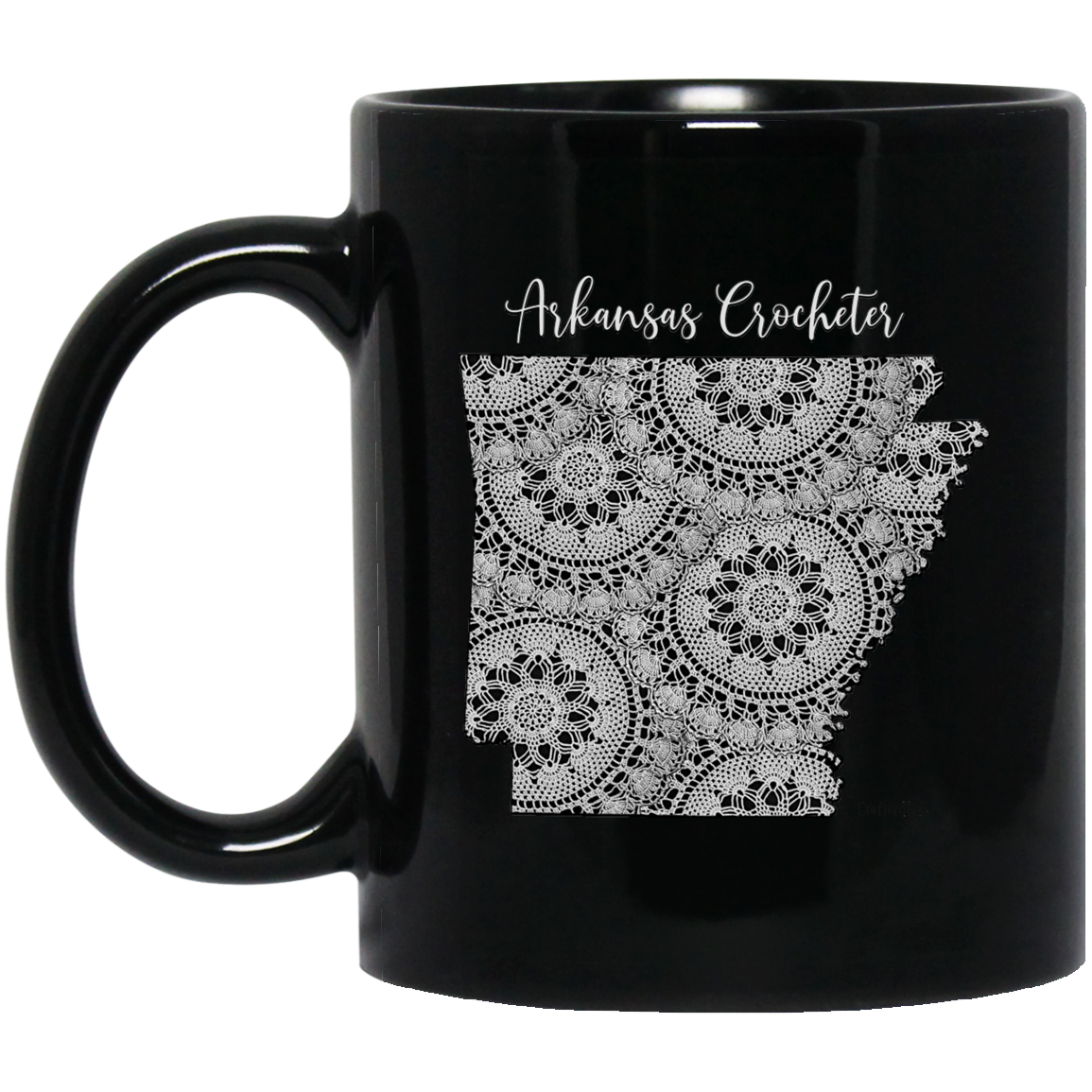 Arkansas Crocheter Black Mugs
