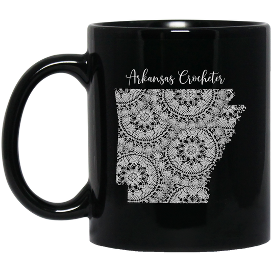 Arkansas Crocheter Black Mugs