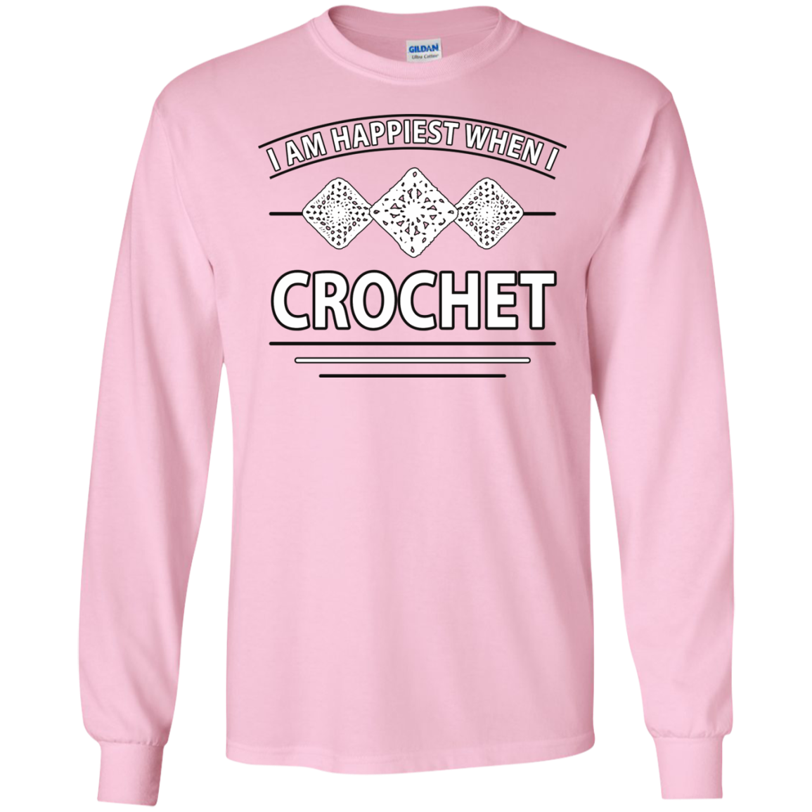 I Am Happiest When I Crochet Long Sleeve Ultra Cotton T-shirt - Crafter4Life - 12