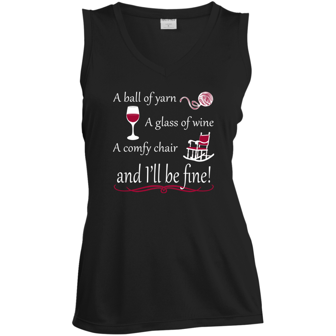 I'll be Fine Ladies Sleeveless Moisture Absorbing V-Neck