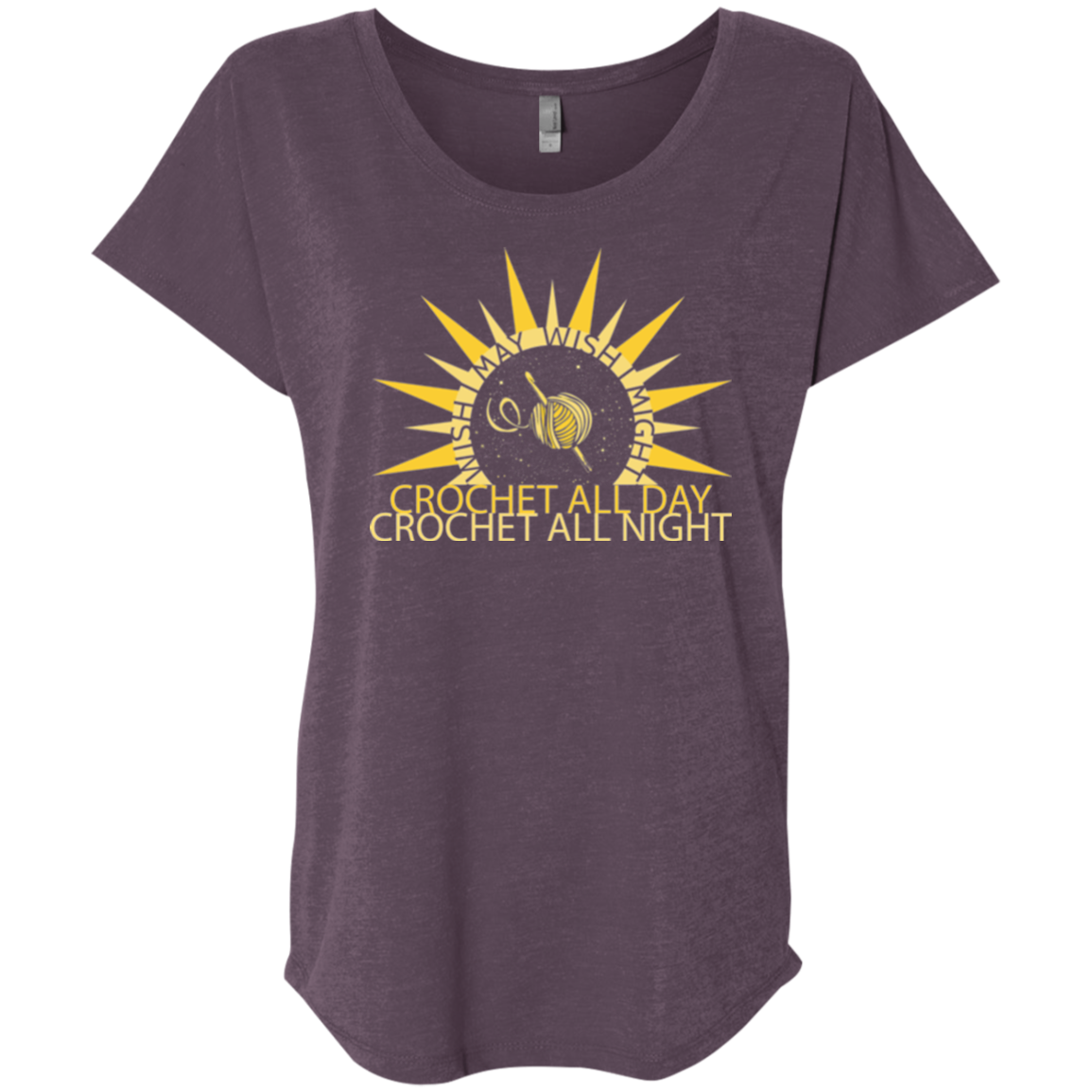 Wish I May Crochet Ladies Triblend Dolman Sleeve