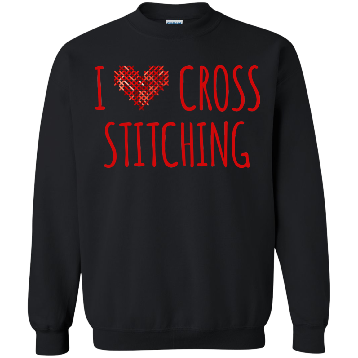 I Heart Cross Stitching Crewneck Pullover Sweatshirt
