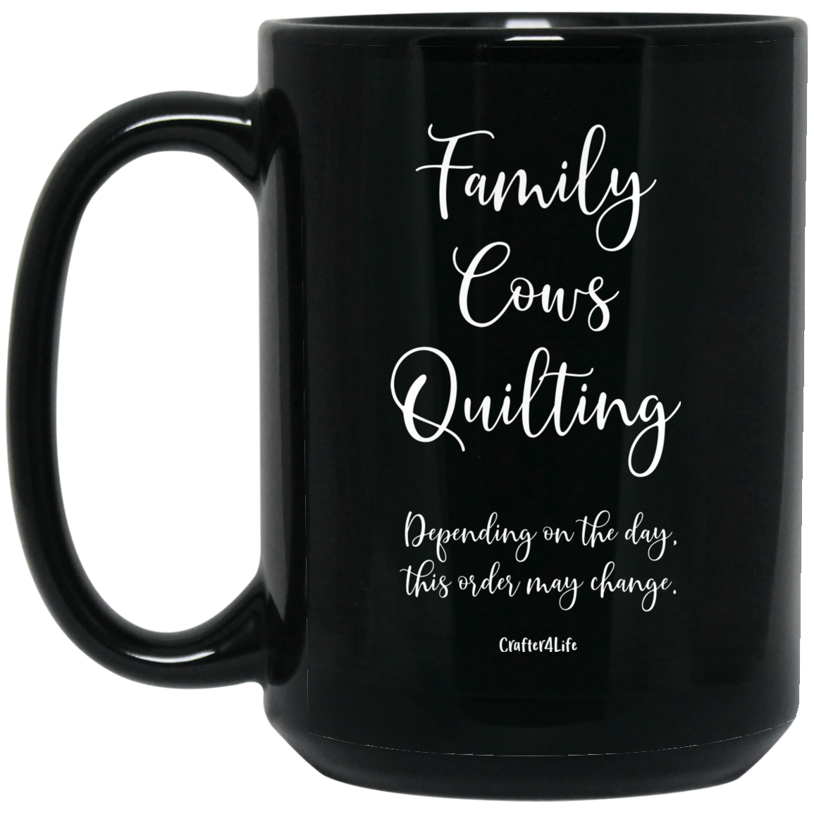 Family-Cows-Quilting Black Mugs