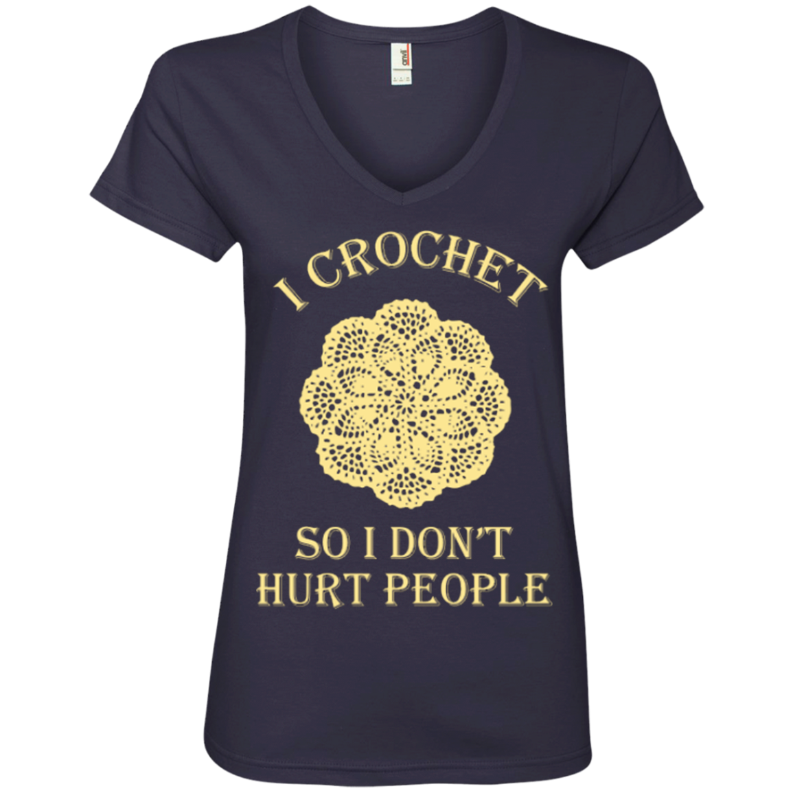 I Crochet So I Don't Hurt People Ladies V-neck Tee - Crafter4Life - 5