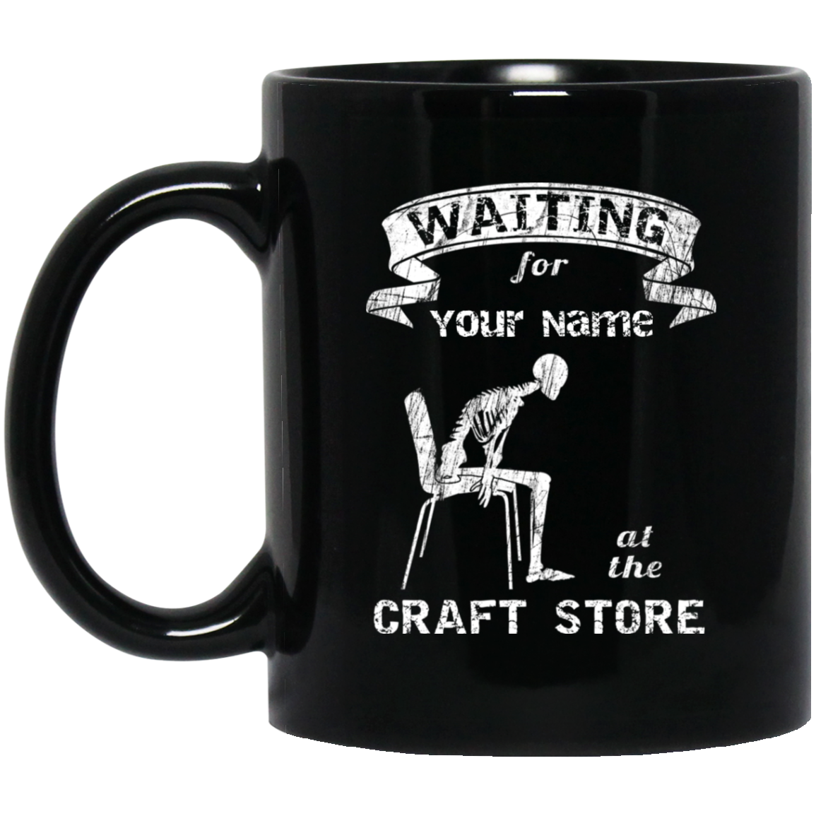 Waiting at the Craft Store - Personalized Black Mugs