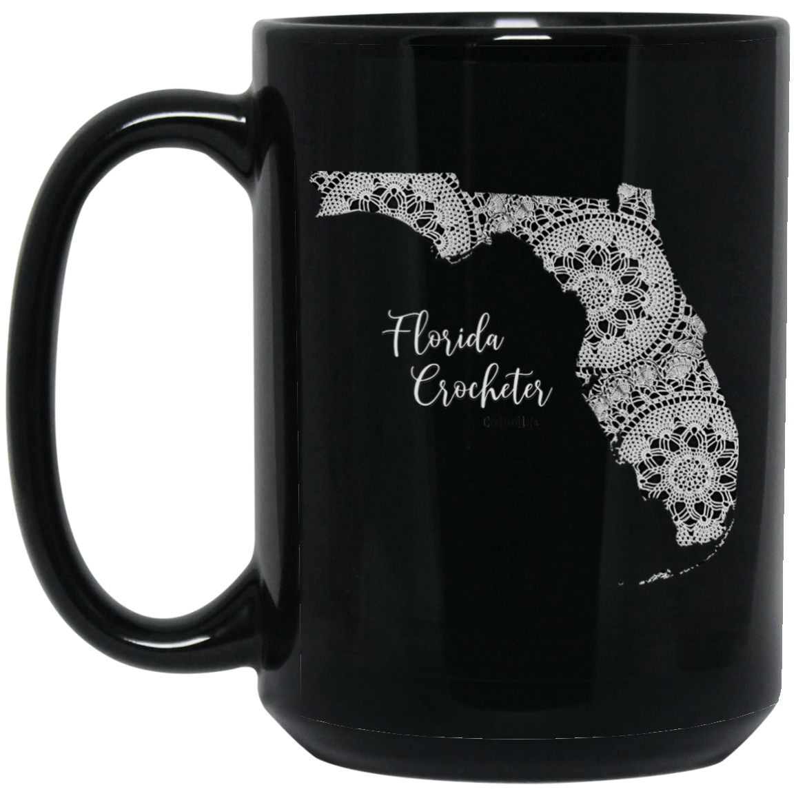 Florida Crocheter Black Mugs