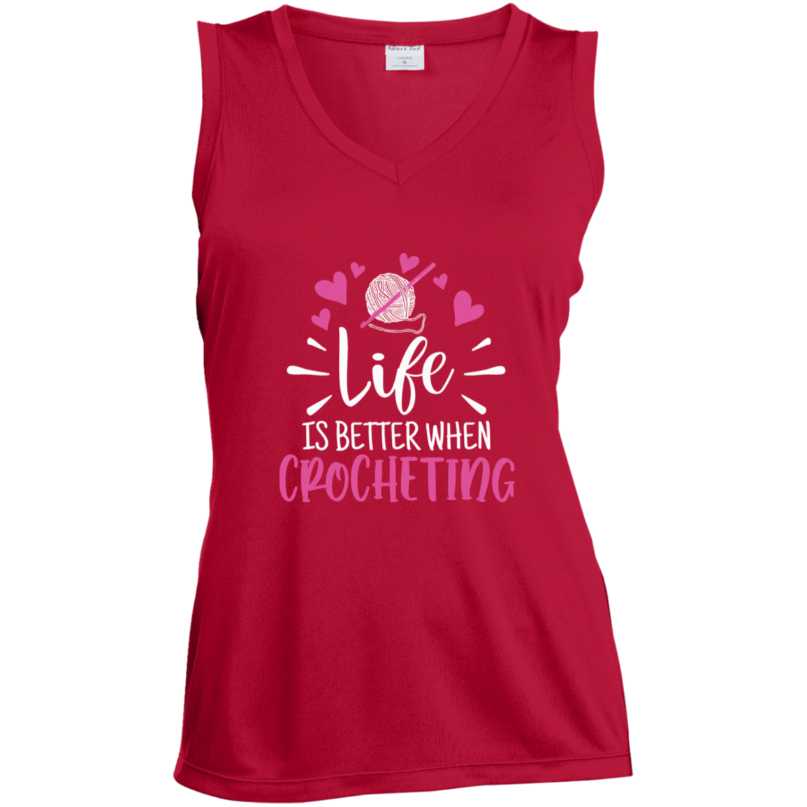 Life is Better when Crocheting Ladies' Sleeveless Moisture Absorbing V-Neck