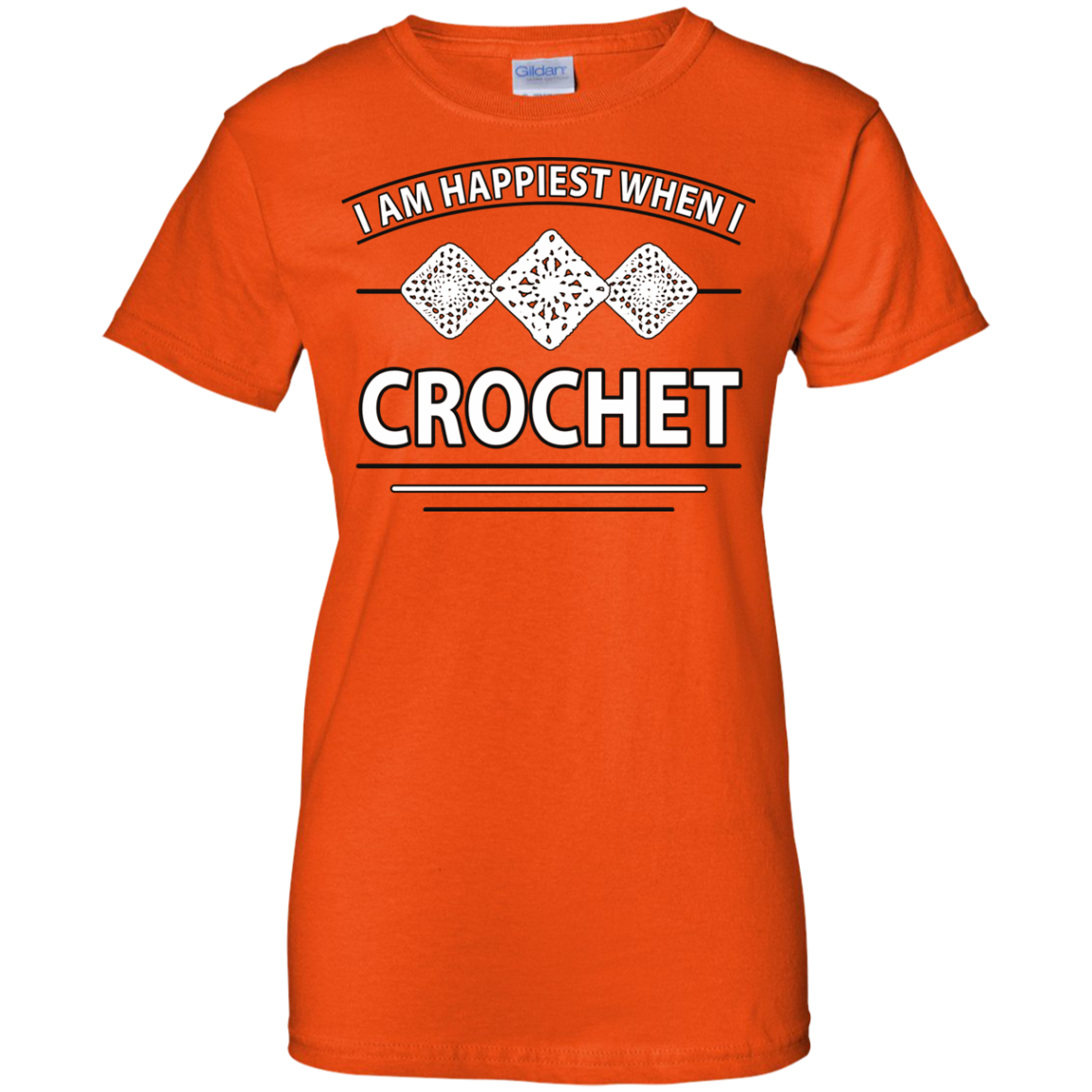 I Am Happiest When I Crochet Ladies Custom 100% Cotton T-Shirt - Crafter4Life - 13
