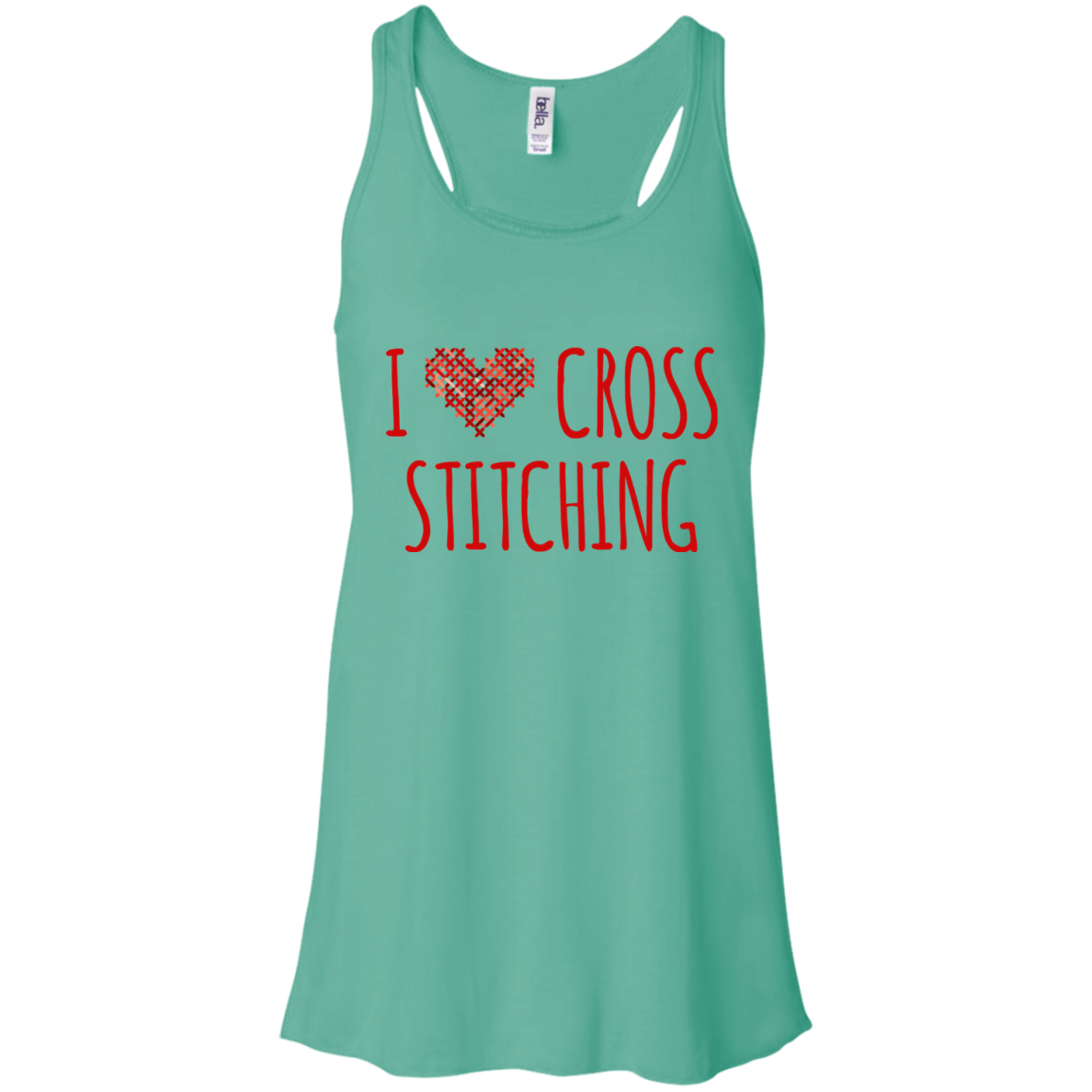I Heart Cross Stitching Flowy Racerback Tank