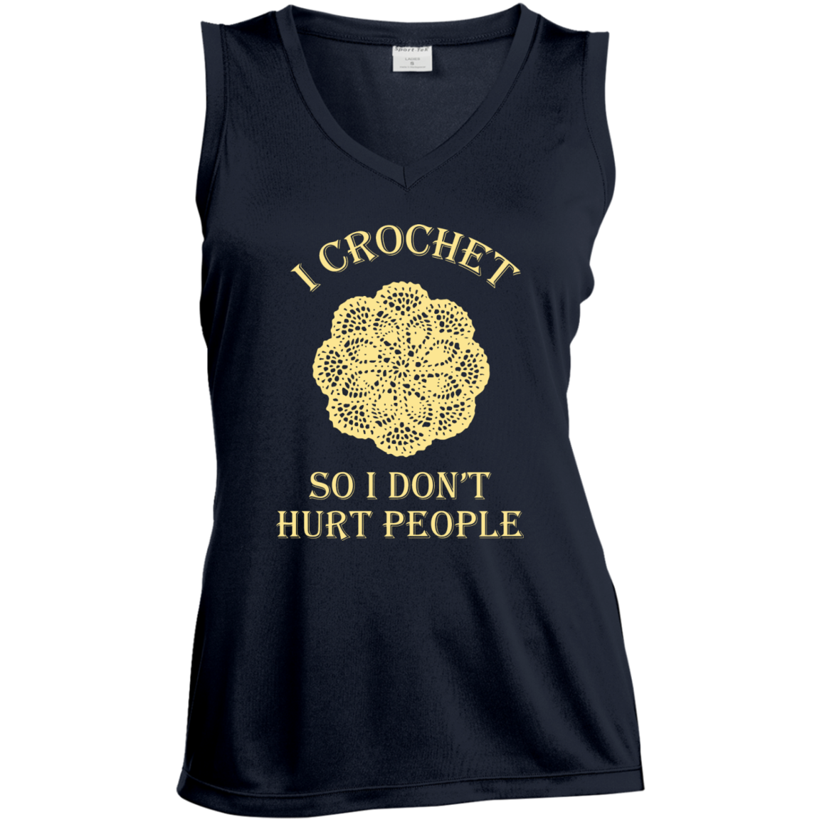 I Crochet So I Don't Hurt People Ladies Sleeveless V-neck - Crafter4Life - 4