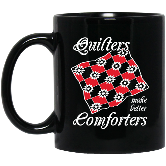 Quilters Make Better Comforters (red) Black Mugs