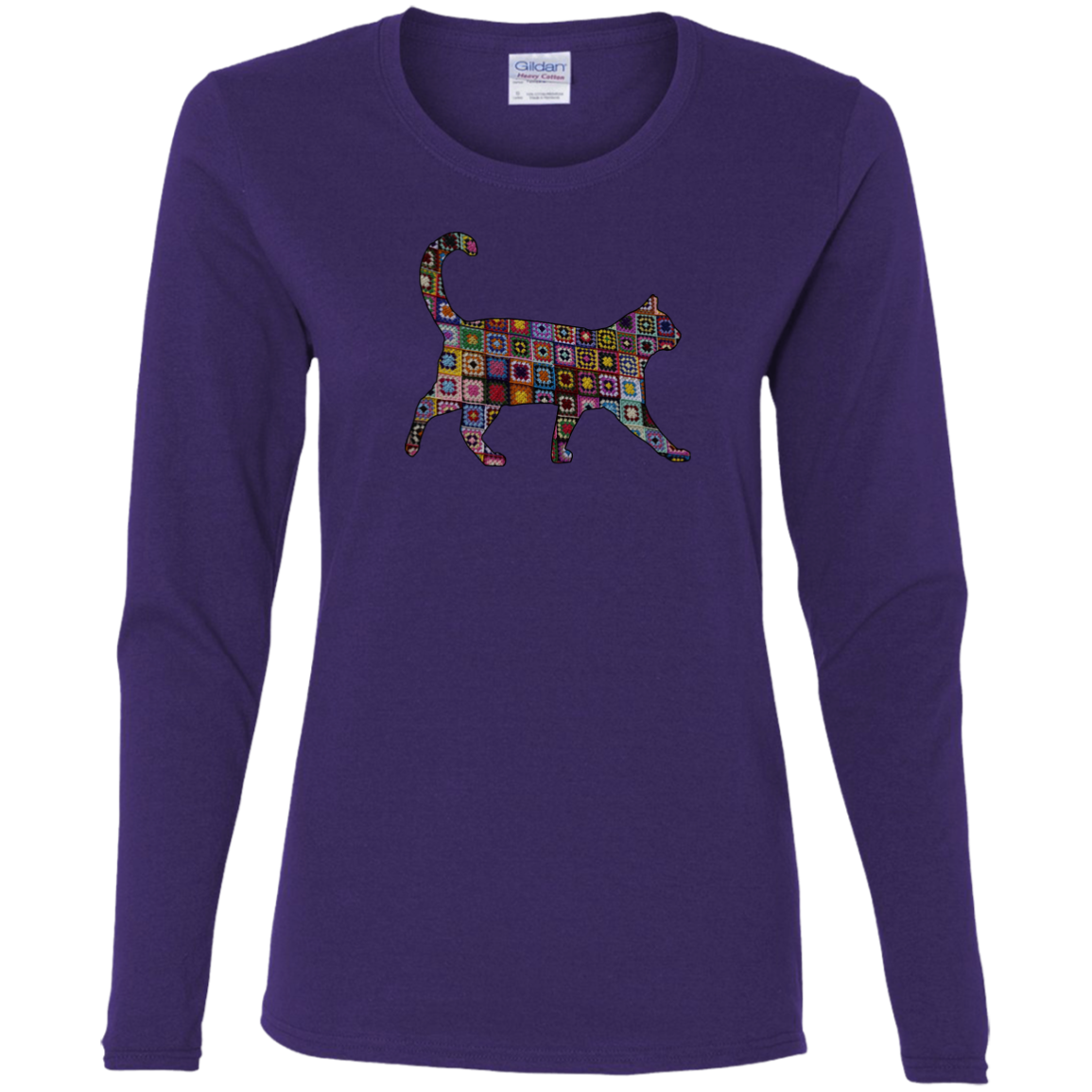 Granny Square Cat Ladies Long Sleeve Shirts