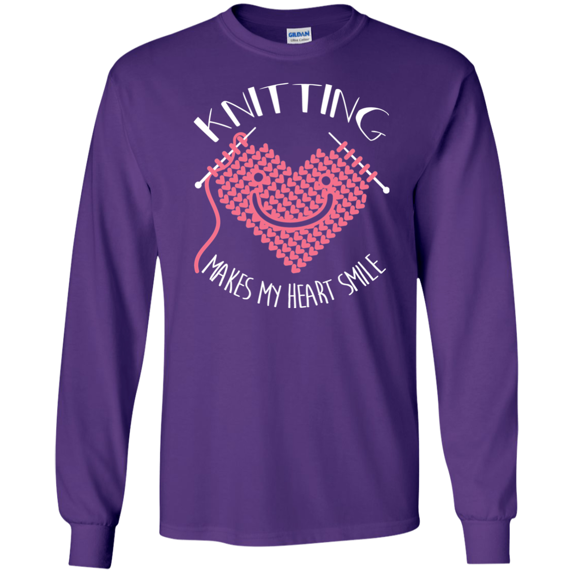 Knitting Makes My Heart Smile LS Ultra Cotton T-Shirt