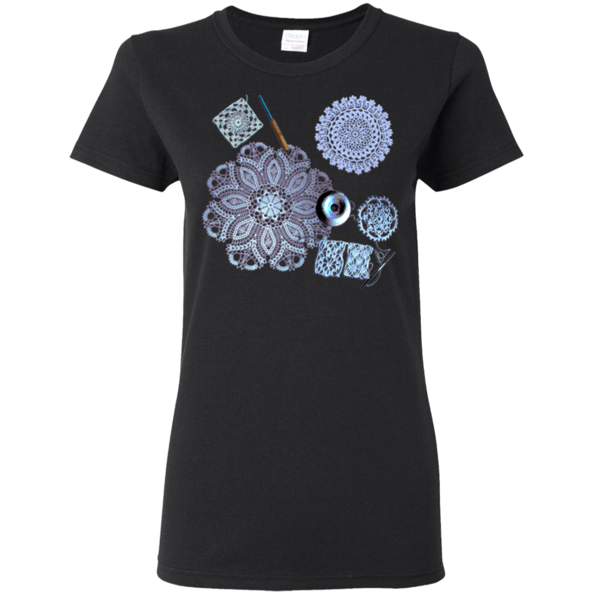 Crochet Collage Ladies Cotton T-Shirt