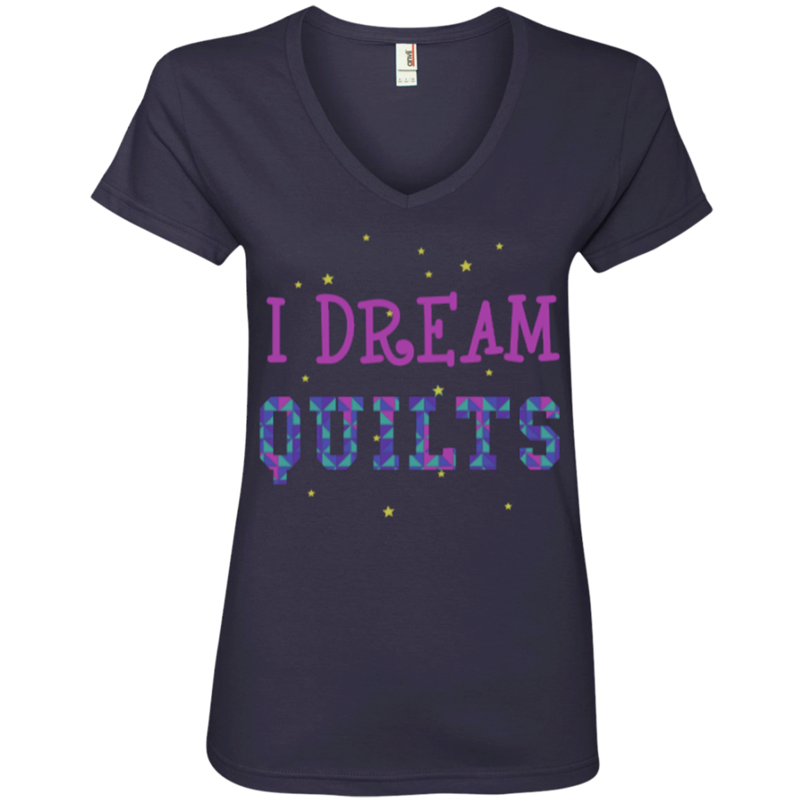 I Dream Quilts Ladies V-neck Tee - Crafter4Life - 1