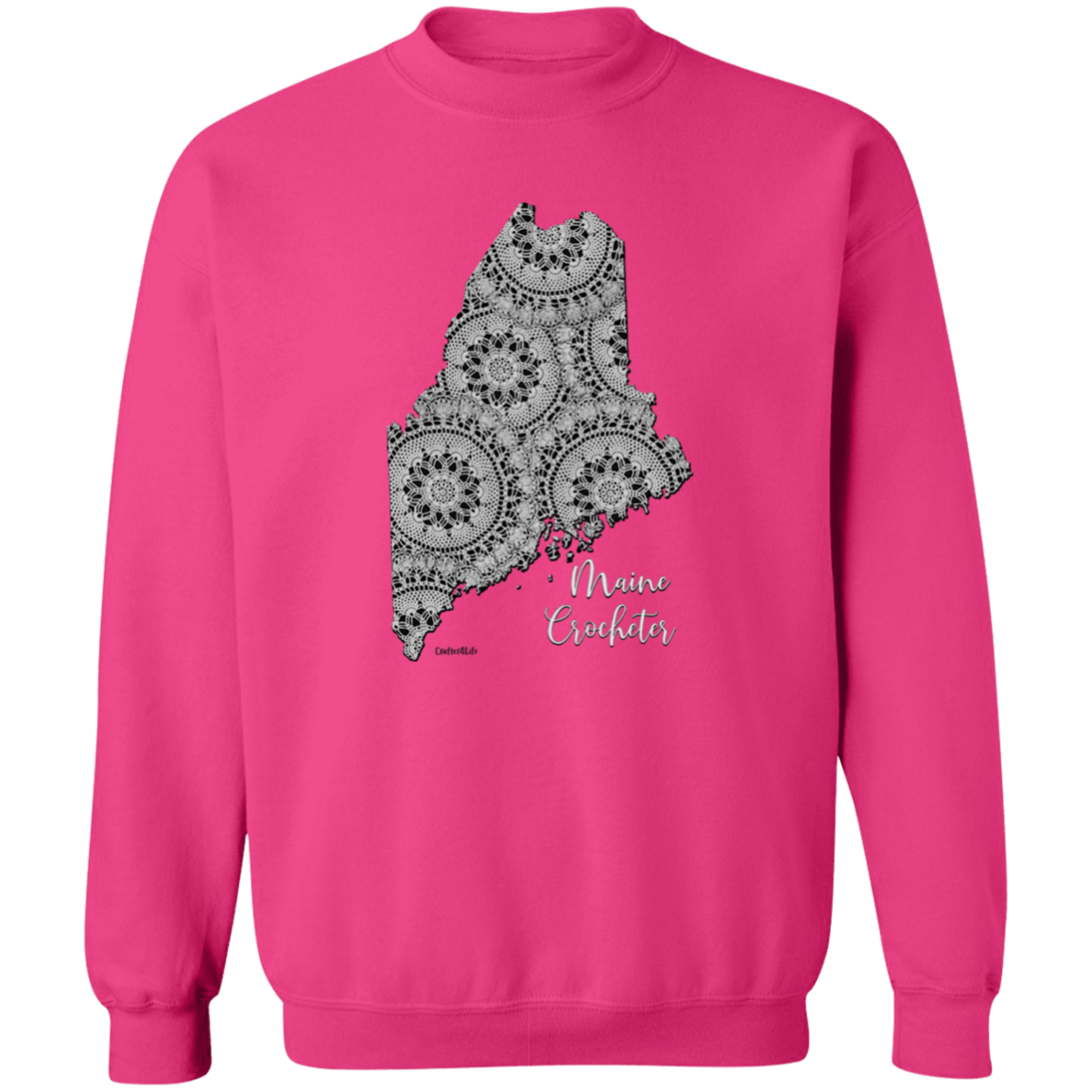 Maine Crocheter Crewneck Pullover Sweatshirt